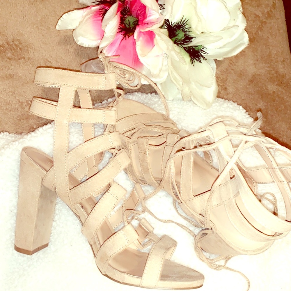 Brand new Nude open toe chunky heel ankle straps